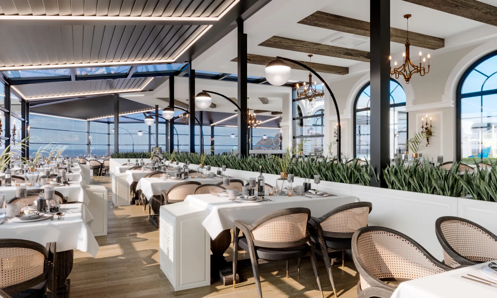 Horizon restoranın gece ambiyansı — Gazipaşa, Antalya
