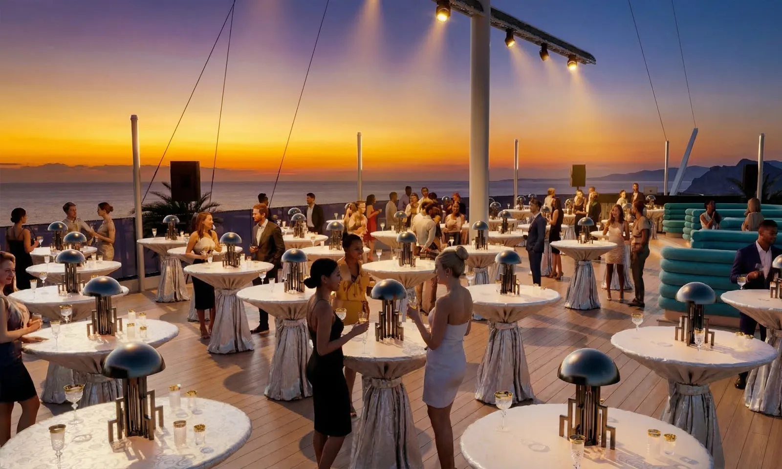 Vela rooftop bar'ın gece ambiyansı — Gazipaşa, Antalya